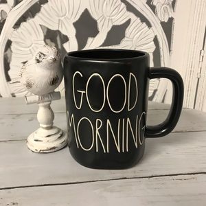 Rae Dunn Coffee Mug “Good Morning”, Matte Black Mug, White Font